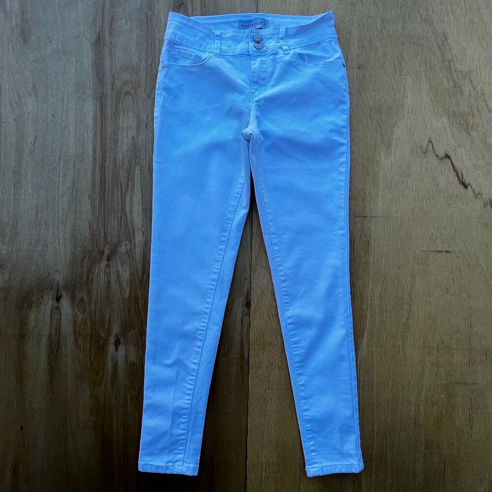 HONEY & BRISTLE PETITE  LOW RISE ANKLE WOMEN’S WHITE STRETCH JEANS sz 27 DENIM